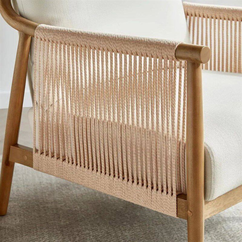 CHITA Braid Accent Chair, Modern Armchair with Solid Wooden - 实物图