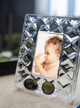 捷克BOHEMI水晶玻璃相框摆台2寸寸7寸照片奖状框摆件