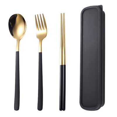 2/3PC Spoon Fork Chopsticks Cutlery Set Portable Dinnerware