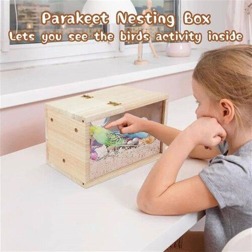 Parakeet Nesting Box Transparent Bird House for Cage Wood