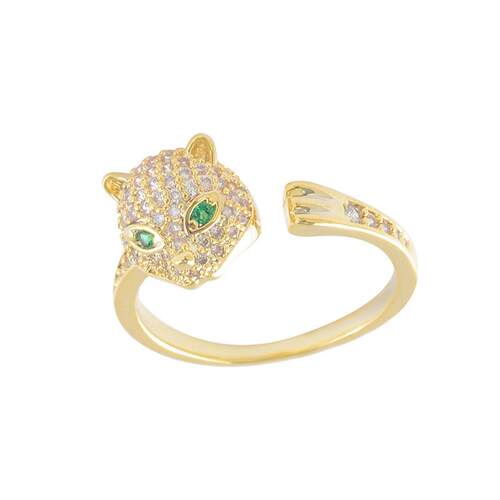 Classic tend copper micro-encrusted zircon leopard ring fash