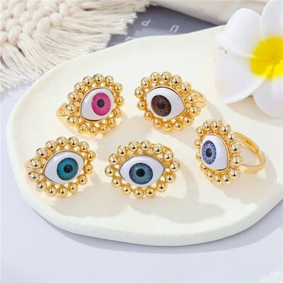 Colored Turkish Evil Eye Ring For Women New rendy Lucky Blue