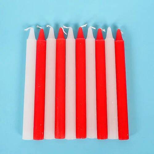 Tapered Candles 10X Wax Candles Long Burning Red/White House