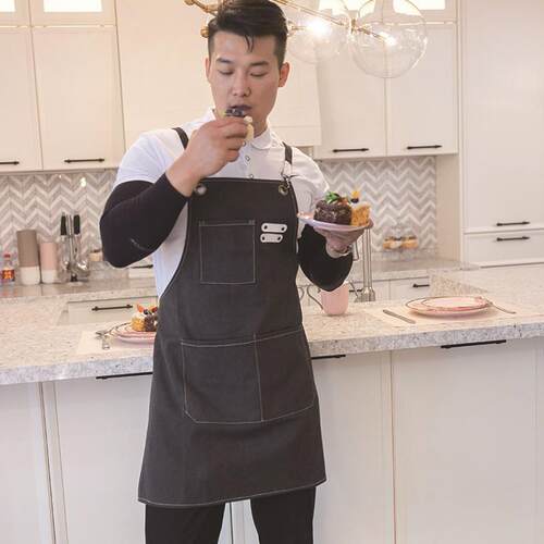 Cowboy apron home kitchen canvas oil-proof cooking 牛仔围裙