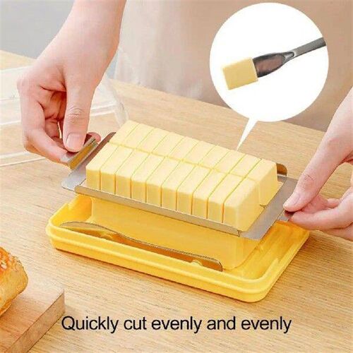 Plastic Butter Slicer Box Cutter Dish With Transparent Lid