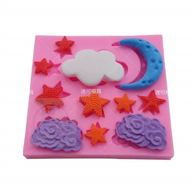 ~Sugar turning mold cloud Moon Star silicone mold cake decor