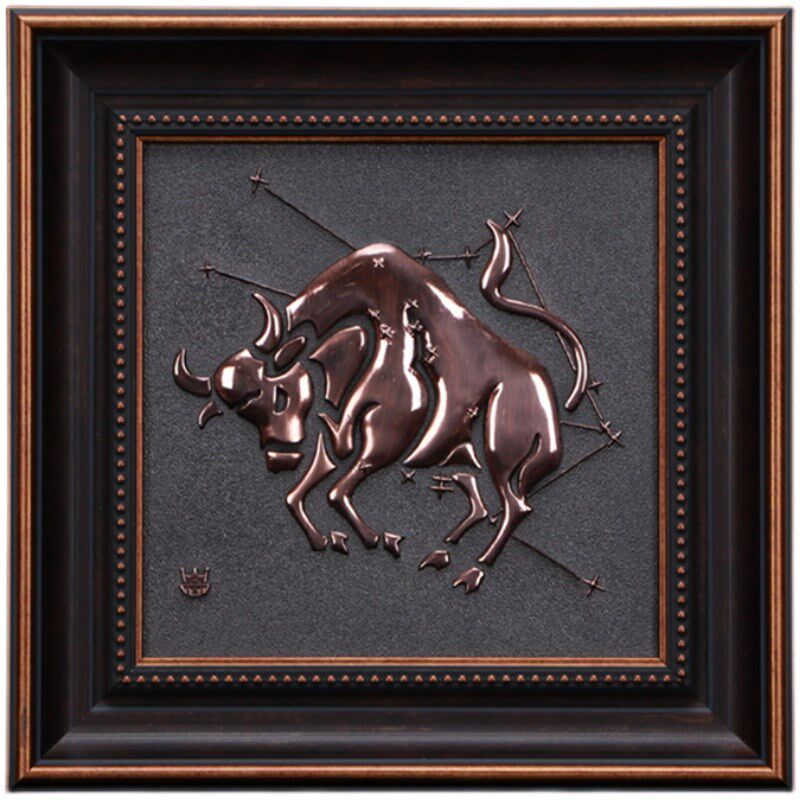 十二星座紫铜浮雕立体餐厅装饰画中式客厅挂画沙发背景墙走廊壁画