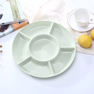 1 Pc 6-Compartment Food Storage Tray Dried Fruit Snack Plate