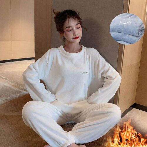 2023 Winter Pyjamas Warm Flannel Women Thick Leisure Wear Si