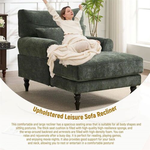 51 Modern Accent Recliner - Upholstered High Back, Wood Le