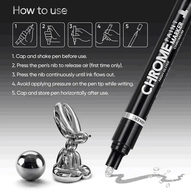 3/2/1pcs Chrome Mirror Marker Pen 2mm DIY Reflective Paint P图片