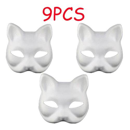 3/6/9/12/15PCS Therian Masks White Cat Masks Blank DIY Hallo