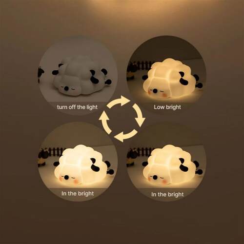LED Night Lights Cute Sheep Panda Rabbit Silicone Lamp USB R