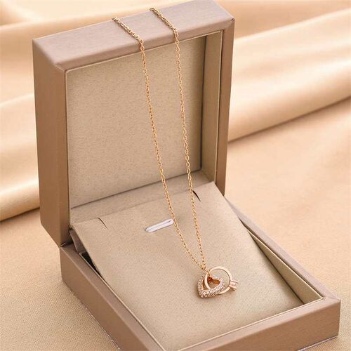 New Small Fresh Diamond Love Ring Pendant Titanium Steel Nec