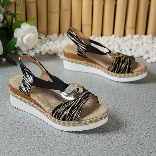 Large Size Womens Sandals 2025 Summer Flat Slope Heel Fishmo
