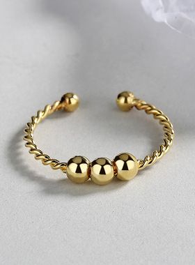 Unique Rotate Beads Decompression Ring For Women Men Open