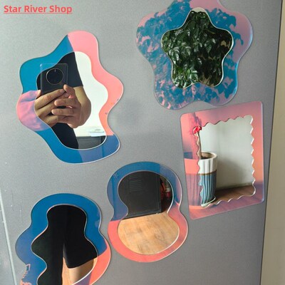 Colorful Irregular Magnetic Locker Mirror Refrigerator Stick