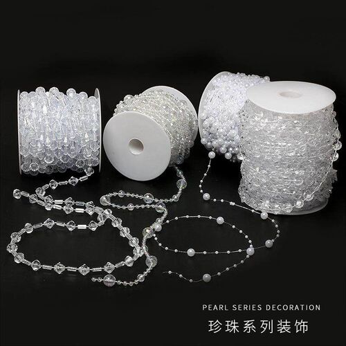 5 Yards 3-8mm Fishing Line Artificial Pearls Flower Beads Ch