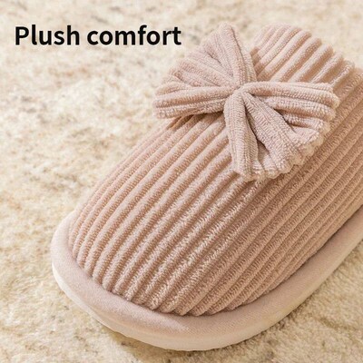 Fashion Womens Bow Slippers Fall/Winter Indoor Bedroom Floo