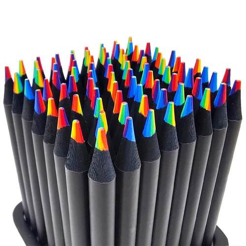 1pc 7Color Rainbow Color Pencils Black Wood Painting Crayon
