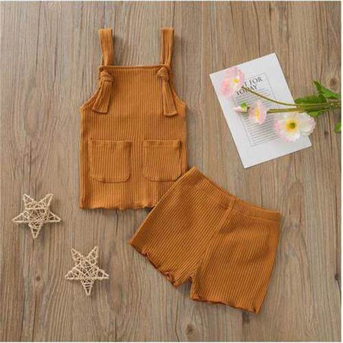 Summer Infant Baby Boys Girls Clothes Ribbed Knitted Sleevel