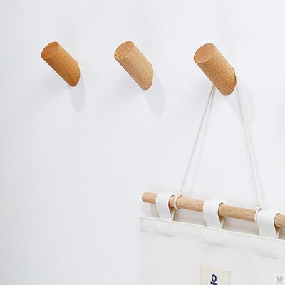 Sqinans Natural Wood Clothes Hanger Wall Mounted Coat Hook D