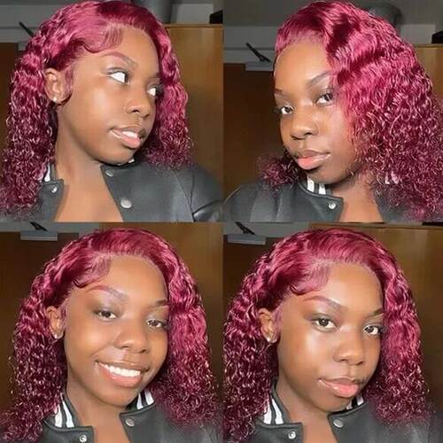 Deep Wave 99J Burgundy Bob Wigs Human Hair Wig Water Wave Hu