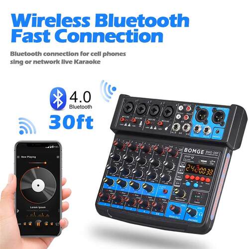 6 Channel Audio Mixer mini Mixing Sound Console USB audio In