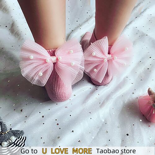 New Baby Girls Socks With Bows Toddlers Infants Cotton Ankle