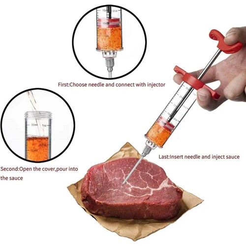 Meat Injector Syringe Portable Turkey Injector kit for Turke