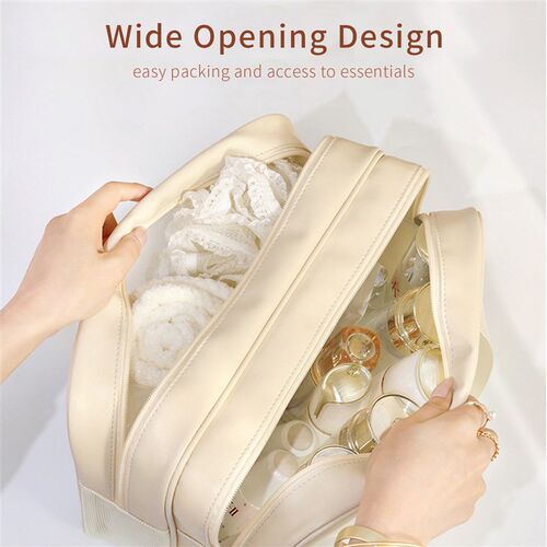 Dry-Wet Separation Partition Toiletry Bag Portable PVC Doubl