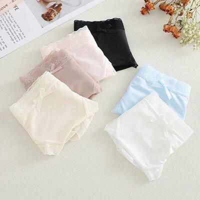 3PCS/Set Seamless Panties Ice Silk Lace Perspective Briefs U