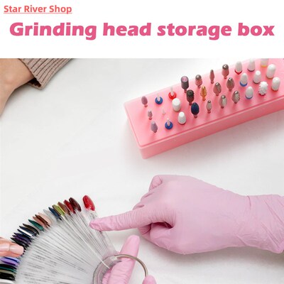 48 Holes Nail Art Drill Bits Empty Storage Box Holder Stand