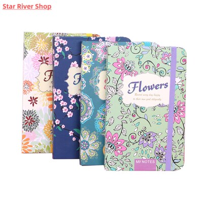 A6 small floral notebook with straps hardcover book hard cov
