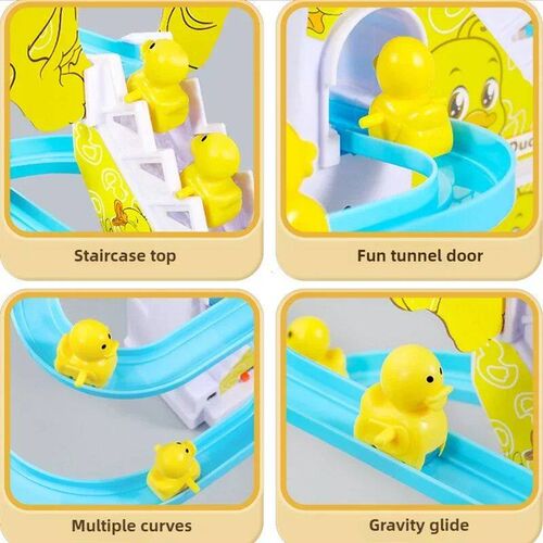 Childrens ducklings climb stairs, cute ducks climb stairs,