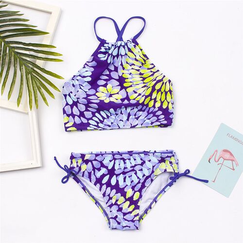 Flower Print Girls Swimsuit Swimwear Colorful Kids Bikinis S
