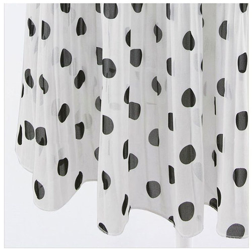 Womens Black White Tulle Polka Dot Chiffon Pleated Summer S