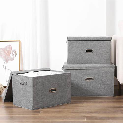 Cotton Linen Storage Box Covered Folding Box棉麻收纳盒