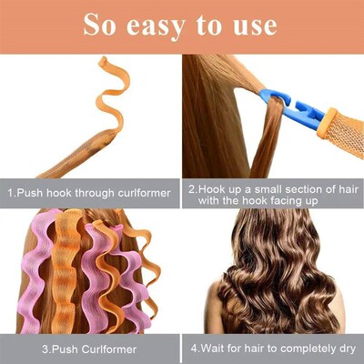 12Pcs Set Magic Hair Curler Heatless Hair Rollers Wave Forme