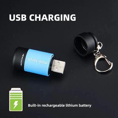 Outdoor Keychain Flashlight Rechargeable LED Mini Pocket Fla