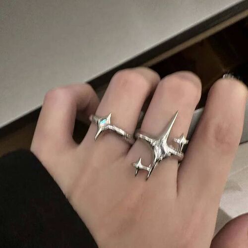 Vintage Irregular Cross Star Open Ring for Women Men Punk Go