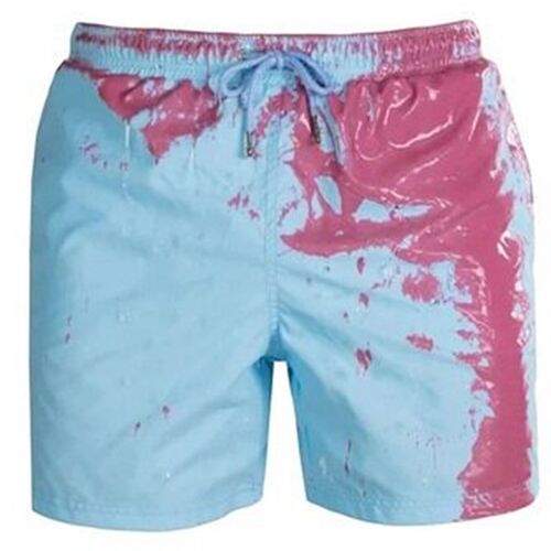 -Water color-changing swimming trunks beach pants mens larg