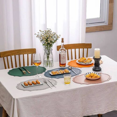 Leather Placemat Tableware Pad Irregular Retro Table Mat Hea