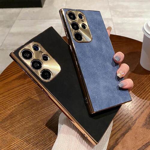 Luxury Plating Matte Suede Leather Case For  Galaxy S25 S24