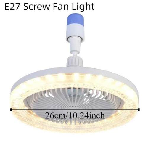 E27 Screw LED Fan Light Rotatable 3 Light Mode Crystal Fan