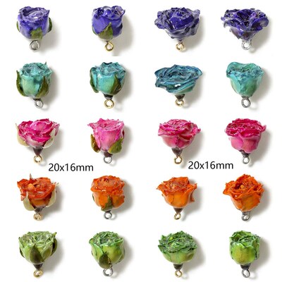 1PC Handmade Resin Dried Flower Charms Multicolor 3D Real Fl
