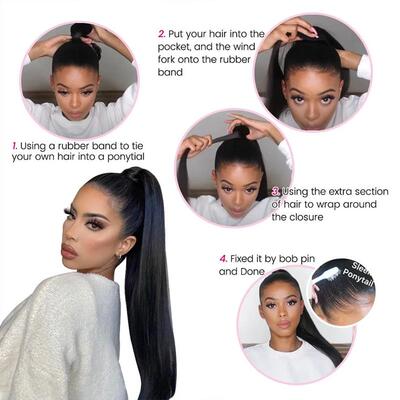 tail Human Hair Wrap Around Bone Straight Brazilian Remy Hai