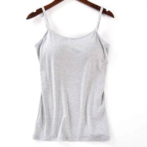 Padded Bra Tank Top Women Modal Spaghetti Solid Cami Top Ves