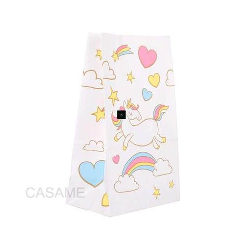 12pcs Unicorn Party Paper Bag Birthday Gift Bags Pink Candy