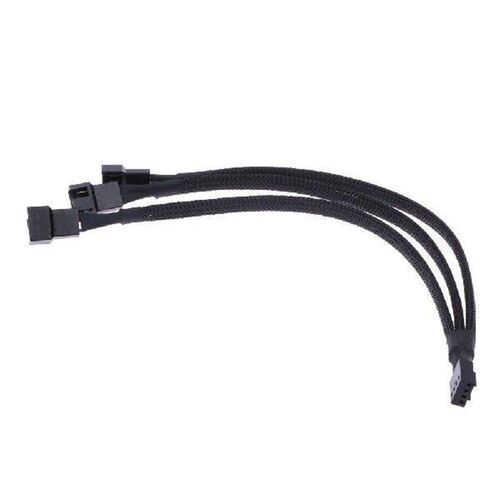 4 pin PWM Fan Cable 1 to 3 ways  Splitter Black Sleeved